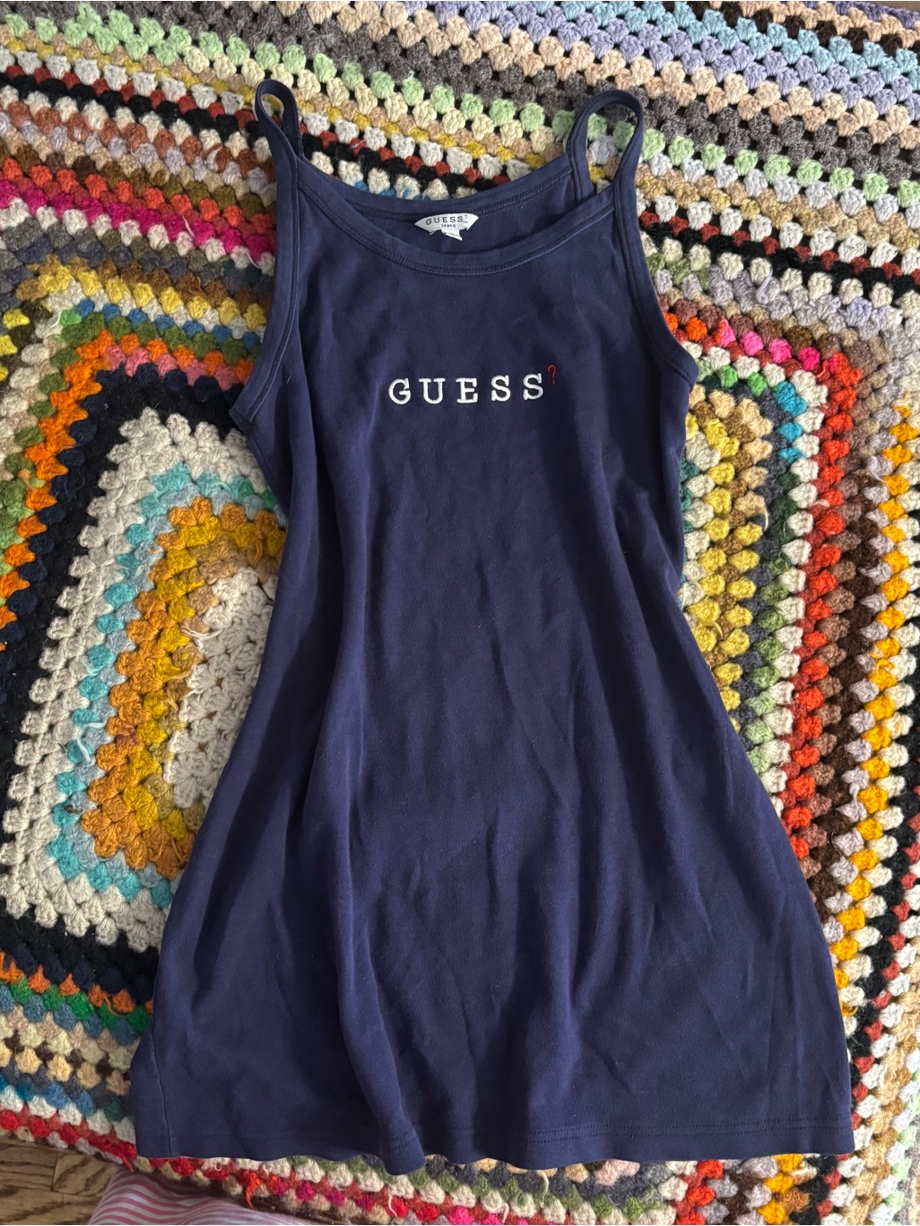 Guess Navy Blue Logo Tank Dress